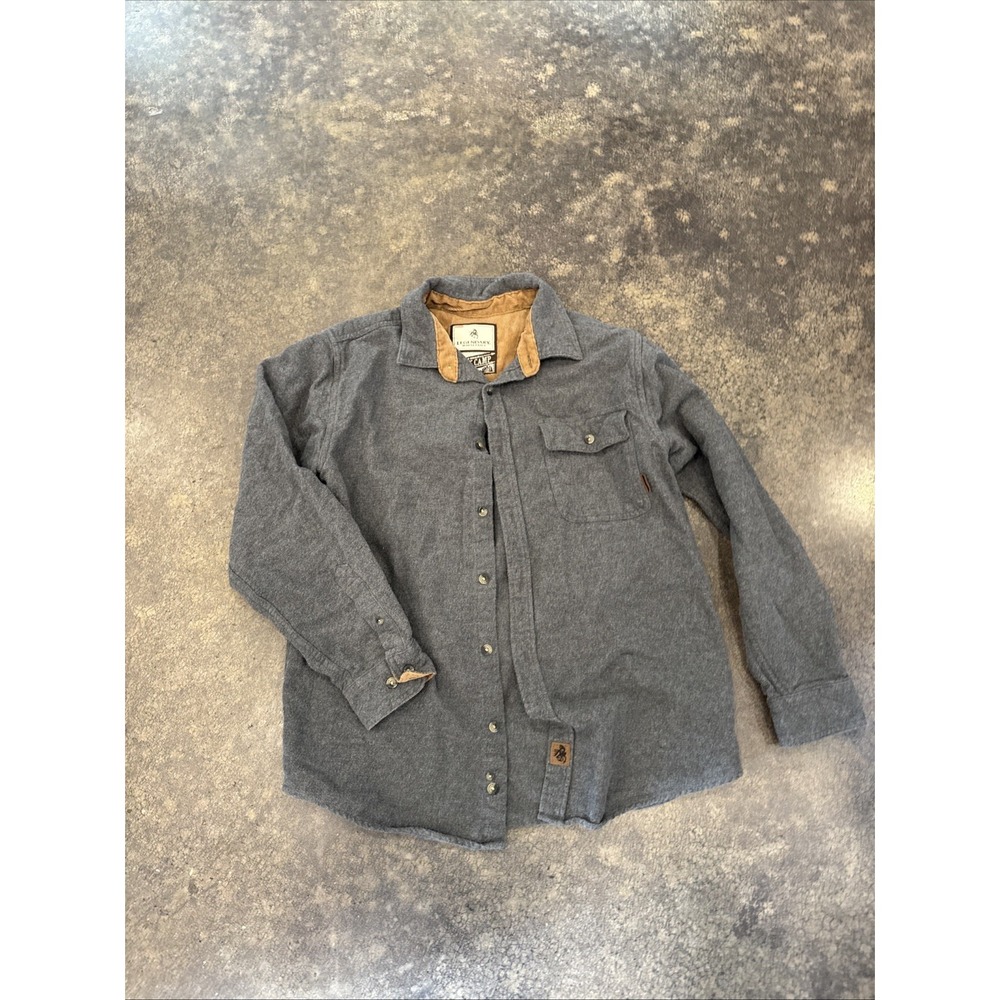 Legendary Whitetails Buck Camp Shirt Jacket Flannel Gray Corduroy Trim Med